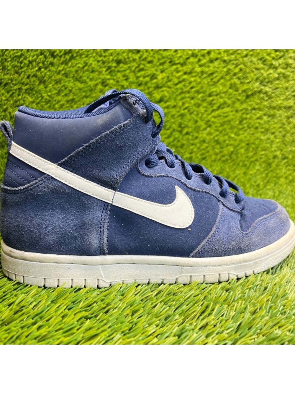 Nike Dunk High Boys Size 4.5Y Blue White Athletic Walking Suede Shoes Sneakers